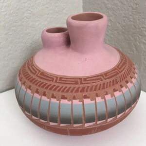 Signed Navajo Double Spout Pottery Vase